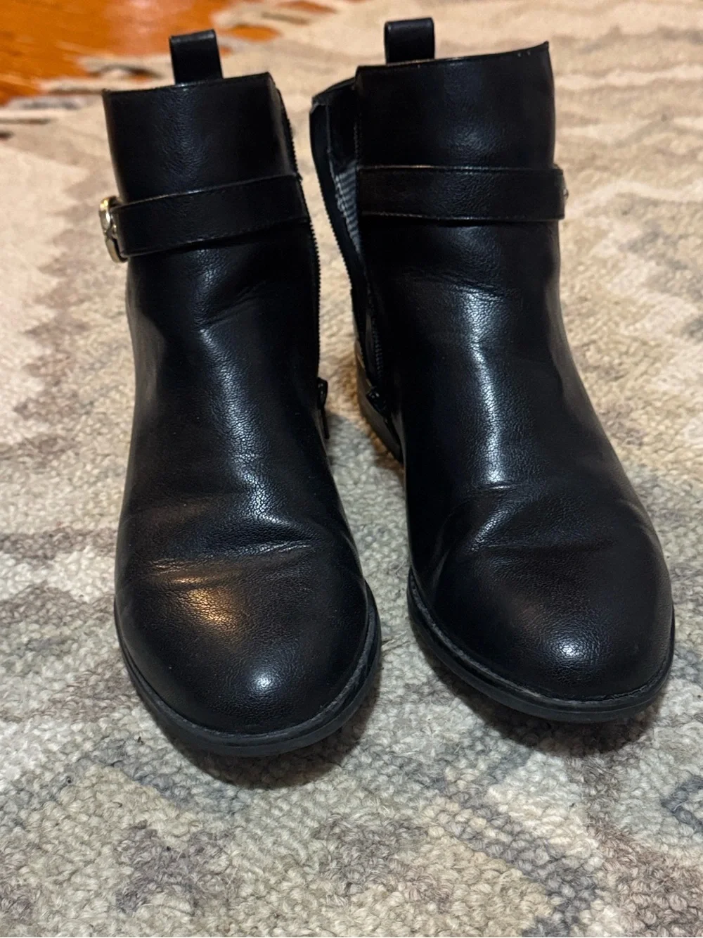 Women’s Black Ankle Boots with Decorative Buckle